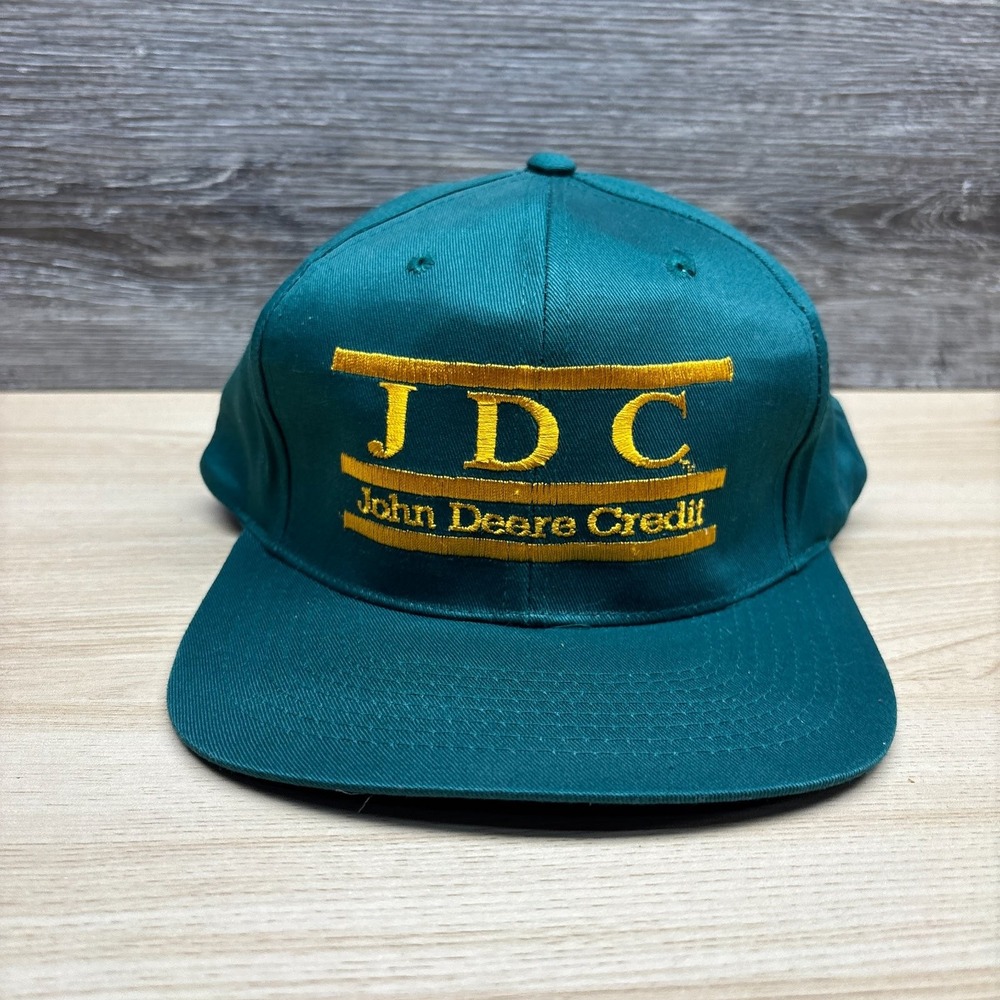 Vintage John Deere Credit Hat Cap Snap Back Green JDC Farming Agriculture Promo